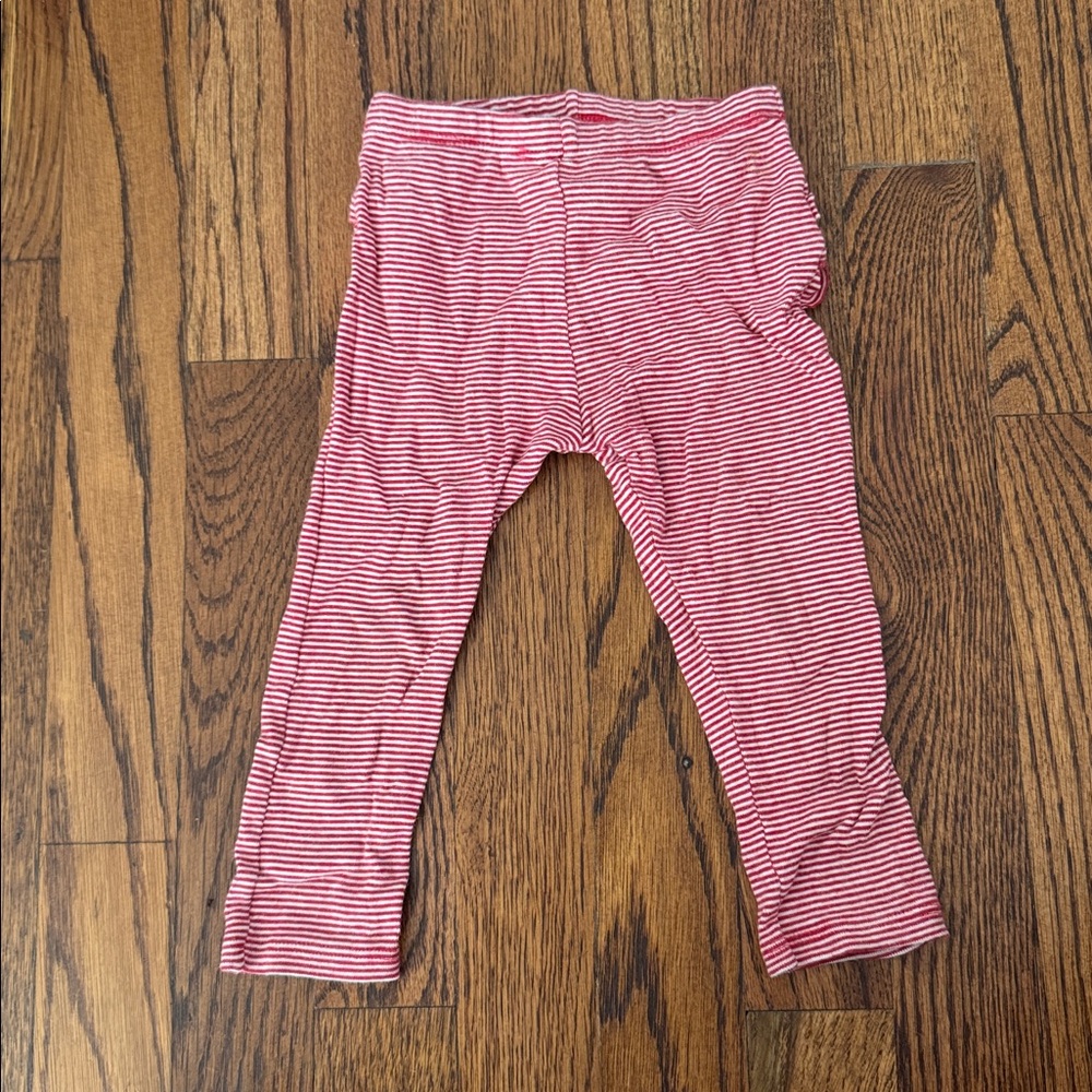 Petit Bateau Red and White Striped Leggings